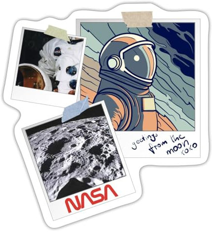 Spreadshirt NASA Greetings From The Moon Design Sticker, max. 10 x 10 cm, 10 x 10 cm, Mattweiß