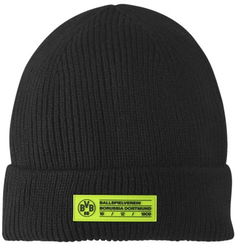 Borussia Dortmund BVB Beanie schwarz, gelber Aufnäher, Ballspielverein