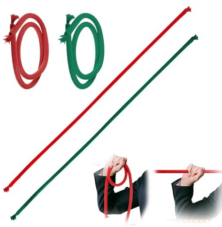 Raypontia 4STK Seil Magische Requisiten - 92 cm Zauberseil Trick,Magic Steif Seil Wird Weich,Straße Zaubertrick Requisiten,Zaubertricks Für Bühnenauftritte,Magier Requisiten Spielzeug(Red*2+Green* 2)
