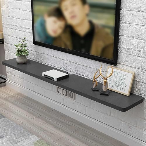 BAYTEWJX Mueble de TV Colgante Consola de Medios Montada en Pared con Cajón Maciza Mueble TV Flotante de Madera con Puerta Plegable Consola de Televisión para Sala de Estar Oficina en Casa.