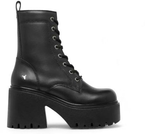Windsorsmith Bottines Punk à Plateforme en Cuir Noir Pour Femmes - Totalement