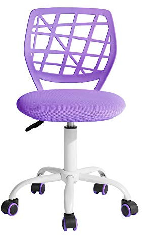 FurnitureR Silla de Gaming para niños, Silla de Oficina, Silla Gamer, Silla de Escritorio, diseño Moderno ergonómico, sin Brazos, Ajuste de Altura del Asiento, Ruedas de Goma, Color Lila
