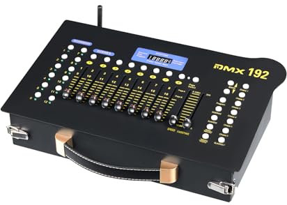 HUIOP Console d'éclairage de scène,Console de contrôleur DMX 192 Portable pour Spectacle d'éclairage de Bar de fête sur scène