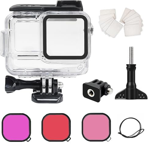 FitStill 60M/196FT Underwater Waterproof Diving Housing for Insta 360 Ace Pro 2/Ace Pro, Protective Case Shell with 3-Pack Filters Ace Pro 2/Ace Pro Action Camera Accessories