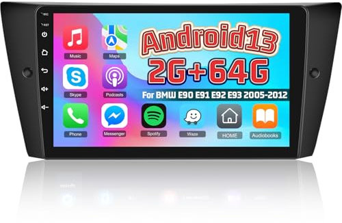 [2+64G] Android 13 Radio de Coche para BMW E90 E91 E92 E93 2005-2012 con Inalámbrico Carplay & Android Auto - Radio con Pantalla Táctil de 9 Pulgadas con WiFi, DSP, FM/RDS Radio + Cámara de Seguridad