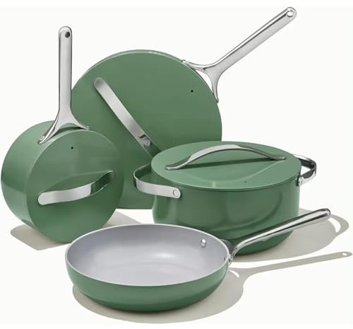 Nonstick Ceramic Cookware Set 7 Piece Pots and Pans Set Kitchen Induction Cookware Oven Safe & Compatible with All Stovetops,Green