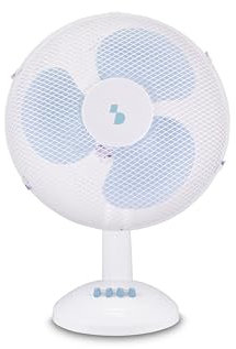 beper P206VEN231 Ventilatore da tavolo, 35W, 3 Pale, Griglia in Acciaio Ø30 cm, 3 Velocità, Inclinazione Regolabile, Oscillazione Automatica, Massima Stabilità su Superfici Rialzate