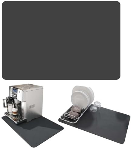 Guyode 60 X 50 Cm Tapis Egouttoir Vaisselle Absorbant Avoir Absorption D'eau Séchage Rapide Tapis égouttoir Conception Antidérapante pour Cuisine Table Bar Salle de Bain (Gris Foncé)