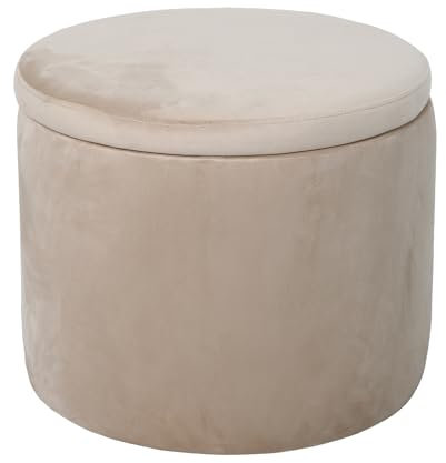 SVITA Amber Aufbewahrungsbox mit Deckel Hocker mit Stauraum Sitzhocker Sitzsack Sitzpouf wohnungs zubehör gepolstert Samtbezug Beige