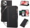 FALUWONRU for iPhone 13 Pro Phone Case with Card Holder Luxury Leather Wallet Case for Women Flip Stand Cover Magnetic Zip Closure 5 Card Pockets Soft Texture for iPhone 13 Pro(6.1) - Black
