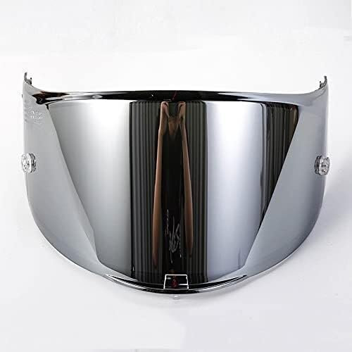 Generico Lenti della Visiera del Casco, Motociclo Adatto Adatto LS2 A-rrow. Ca-SCO in Fibra di Carbonio Camaleonte Argento Nero Compatible with Lenti LS2 FF323.(Silver)