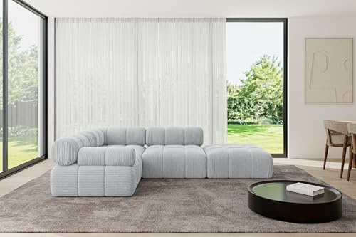 ALTDECOR Modulares Sofa Ecksofa in L-Form Corner modular Sofa Eckcouch Couch Wohnlandschaft Cauchsofa Polstersofa Felto-L1-285x190x70 cm Grau