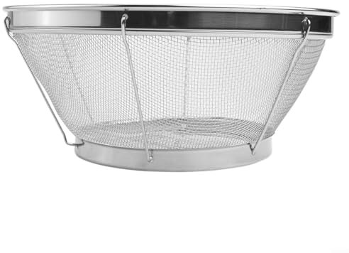 Colador de metal con diseño de malla fina para colar espaguetis, fideos y productos de cocina (21,5 cm)