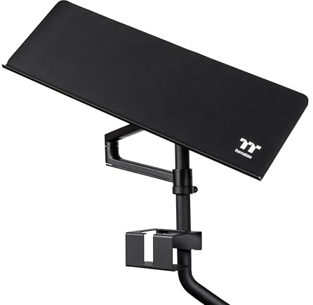 Thermaltake Keyboard & Mouse Tray; 3 Axis Horizontal Rotation; Adjustable Tilt and Height, Tilt, and Angle; Cup Holder; Mouse Pad Included; GR500 & GF500 Compatible; Black; GSC-ACC-KBASBB-01