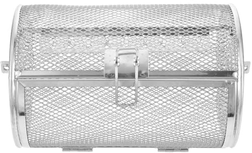 YOSADIER Rollbarer Edelstahl Grillkorb für Heißluftofen Drehspieß Korb mit Metallgitter für Gleichmäßiges Rösten von Fleisch und Nüssen Vielseitiger Küchenbräter für Grill und Backofen
