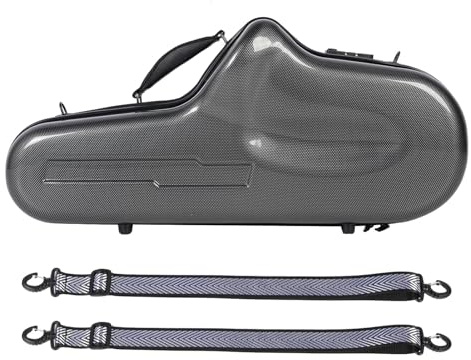 QWUUYEC Custodia Rigida per Sax Alto in Plastica Rinforzata con Fodera Nera e Tracolla Removibile - Protezione Completa, Blocco Combinazione, Trasporto Confortevole