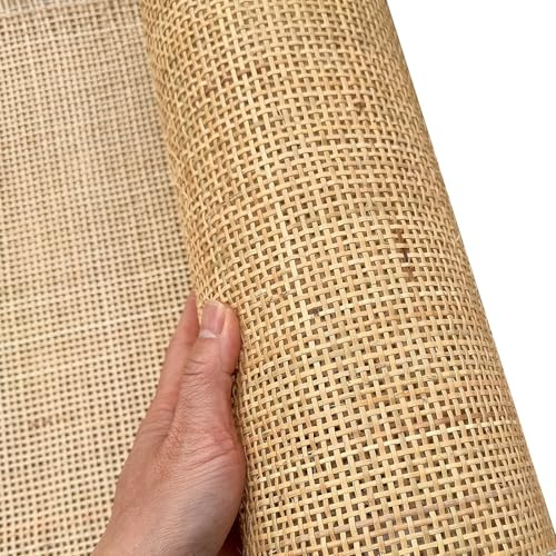 Correas de Caña Ratan Rollo Natural,Rejilla de Mimbre Rollo de Ratán por Metros,Trenza Vienesa Tejida a Mano Material Plano de Ratán,Hoja de Tejido de Mimbre para Muebles(35cmx2.5m)