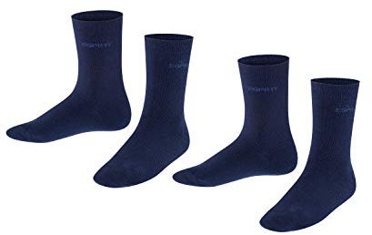 ESPRIT Unisex Kinder Socken Foot Logo Multipack K So Baumwolle einfarbig 2 Paar, Blau Marine 6120, 35-38
