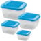 GIO'STYLE Set di 4 Contenitori Ermetici per Alimenti - 0.5L + 1L + 1.5L + 2L - Made in Italy - Quadrati - Adatto a Frigorifero, Freezer, Microonde - Linea Ermetici