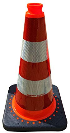 UvV-Reflex Leitkegel, Warnpylone 50 cm - voll retroreflektierende Folie RA2/C ca. 2,3 kg -500 mm- starke Reflektion bei Dunkelheit