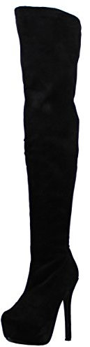 VIVA Donna Allungare Sopra Il Ginocchio Tacco Alto Lungo Sera Vestibilità Ampia Stivali - Nero - UK3/EU36 - KL0071