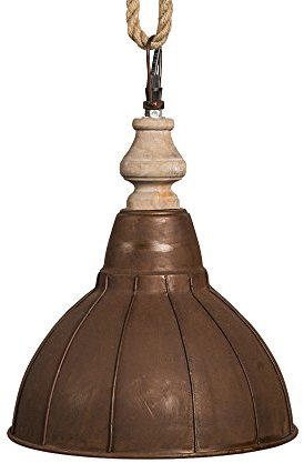 Grafelstein Kleine Hängelampe RUSTY braun aus Metall und Holz Hängeleuchte rostig Industrial