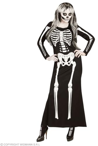 W WIDMANN MILANO Party Fashion - Kostüm Skelett, bodenlanges Kleid, Halloween Verkleidung Damen