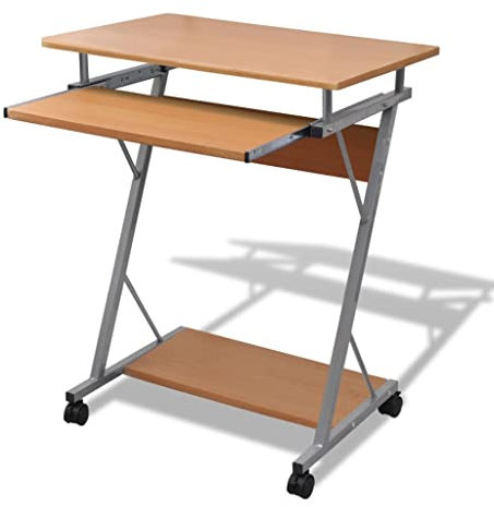 vidaXL Computertisch Computerwagen PC Tisch Bürotisch Laptop auf Rollen braun