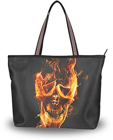 Große Schultertasche mit Totenkopf-Muster, Handtasche, Strandtasche für Damen und Mädchen, Mehrfarbig - Multi - Größe: Medium