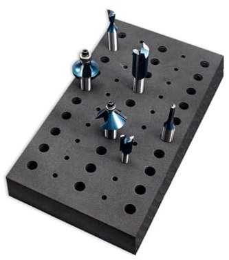POWERTEC Router Bit Storage Tray, Router Bit Holder - Holds 50 Bits: (30) 1/2 and (20) 1/4 Shank Router Bits, Drill Bit Organizer Tray, High Density Foam Tool Box - Router Bits Not Included (71217)
