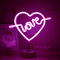 LED Cupid's Bow Shape Neon Light Sign - Love in Heart Night Light - Pink Letter Sign Marquee - Battery/USB Operated Table Lights for Christmas, Birthday, Wedding, Party, Kids Room, Living Room