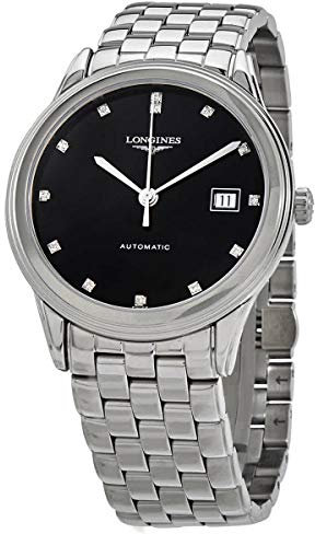 Longines Flaggschiff automatische Diamant schwarzes Zifferblatt Herrenuhr L4.974.4.57.6