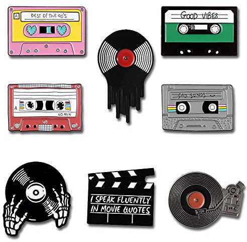 Seully Brosche aus Emaille, Grammophon/Schallplatte/Schädelbrosche, Brosche für Kinder, Damen, modische Halskette, Kleidung, Taschen, Jacken, Dekoration, Metall, Metall, Metall, Metall