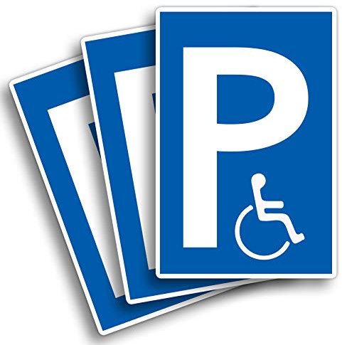 Strobo Lot de 3 panneaux de parking pour personnes handicapées 20 x 30 cm en panneau de mousse rigide en PVC de 3 mm pour les personnes en fauteuil roulant, avec protection UV
