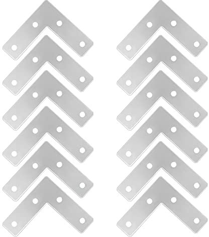 L Brackets for Wood - 12pcs, 90 Degree Flat Plates Corner Bracket, Right Angle Brackets, 5x5cm Heavy Duty Metal Repair Brackets with 48 Pcs Screws
