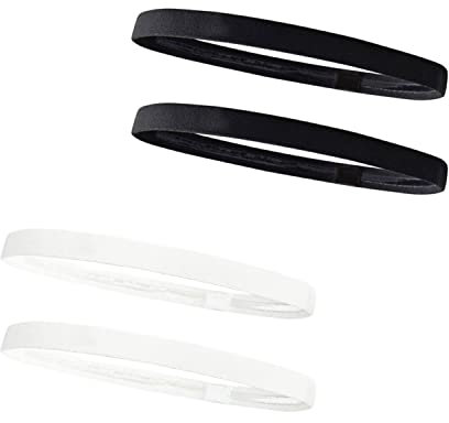 DEEDPF 4 Stück Anti-Rutsch Sport Stirnband Männer und Frauen Geeignet für Jogging, Yoga, Basketball, Tennis, Fußball (Schwarz, Weiß)