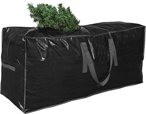 Primode Aufbewahrungstasche für Weihnachtsbaum, passend für bis zu 2,8 m hohe zerlegte Feiertagsbaum, 114,3 x 38,1 x 50,8 cm, schützender künstlicher Baumbeutel mit Reißverschluss, Schwarz