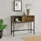 [en.casa] Table Console Table d'Appoint Table d'Entrée avec Compartiment Fermé et Stockage Panneau de Particules Mélaminé Métal 92 x 30 x 80 cm Effet Bois Foncé Noir
