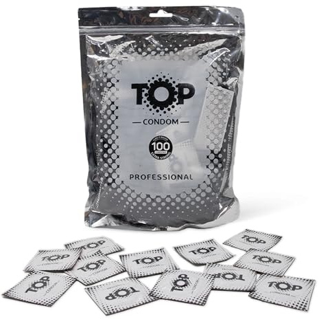TOP Kondome 100 Stück Packung, Stark, natürlich und gefühlsecht, aus Latex, mit Reservoir, Durchmesser 53 mm, für Männer