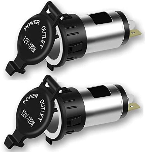12V 120W Cigarette Lighter Power Socket Plug Outlet, Xfaiz 2 PCS Car Cigarette Lighter Socket Splitter Power Outlet Adapter Waterproof Plug for Motorcycle Car Boat Tractor (2)