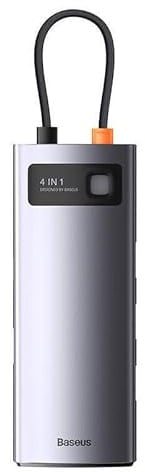 Baseus Metal Gleam Series 4-in-1 Multifunktionale Typ-C HUB Dockingstation grau (Typ-C auf USB 3.0 x 4)