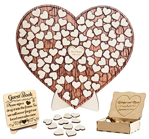 Personalisierte Alternative Hochzeitsgästebücher personalisiertes Holzherz-Gästebuch-Puzzle individuelles herzförmiges Gästebuch Holzpuzzle 30 x 25 cm
