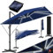 KESSER® Sonnenschirm LED Solar Ampelschirm SUN XL 300 x 300 cm Inkl. Abdeckung +Windsicherung Drehbar Neigbar Kippbar Marktschirm Groß 360° Rotation, Gartenschirm mit Kurbel Sonnenschutz, Navyblau