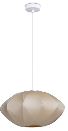 Paco Home Hängelampe Pendellampe Pendelleuchte Wohnzimmer Schlafzimmer Esszimmer Modern Lampenschirm Nylon Uni E27, Lampenart:Pendelleuchte - Typ 2, Farbe:Beige