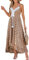 CUPSHE Robe d'été pour Femme Boho Maxi à Lacets avec Pompon col en V évasé à Volants Robes de Plage Marron M
