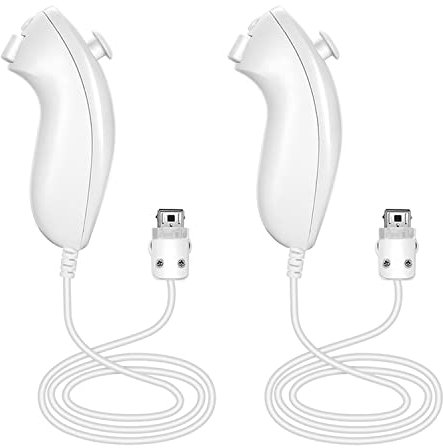 NC Nunchuck Controller Joystick Gamepad Replacement for wii Nunchuck Controller, Compatible with Nintendo Wii & Wii U Video Game Gamepads (White 2PCS)