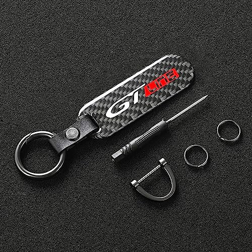 DaLizA Voiture Porte-clés Fibre de Carbone, pour Peugeot gtline GT GTI 508 5008 3008 208 2008 308 avec Logo Homme Clé Voiture Anneau Accessoires,GT Line-A
