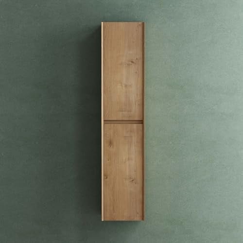 Mai & Mai Hochschrank Allzweckschrank Badschrank Badezimmerschrank | mit 2 Türen und 6 Fächern Badregal, für mehrere Funktionen in Kerneiche, BTH: 35x30x160 cm, Rimo