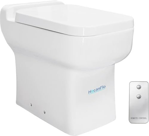 HOCANFLO Toilette a un pezzo - WC a pavimento, design monopezzo, con doppio lavello, sistema di sollevamento per WC con trituratore, ceramica, Bianco