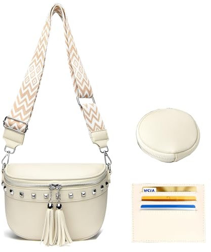 Bytock Umhängetasche Damen Mittelgroß Bauchtasche Veganes Leder Kleine Handtasche Damen Gürteltasche Crossbody Bag 5 cm Breiter Schultergurt Mit Münzfach